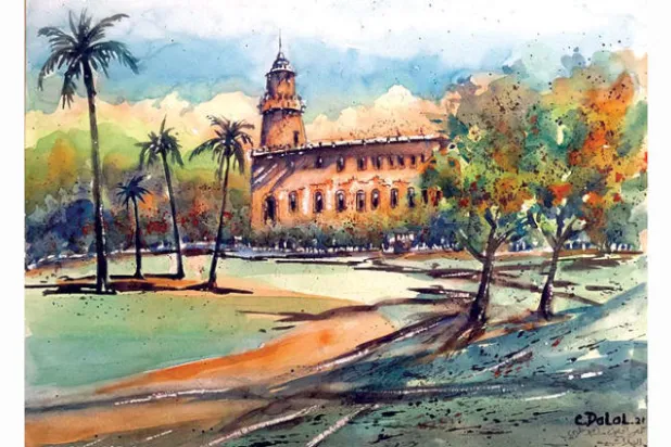 إحدى لوحات الفنان شوقي دلال