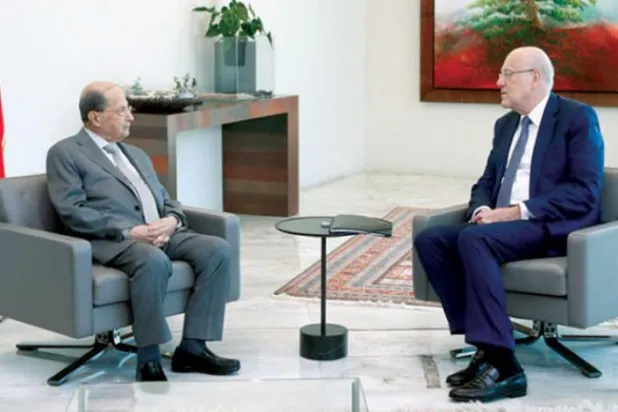 عون اور میقاتی کے درمیان ایک حکومتی تنازعہ کے ملے اشارے