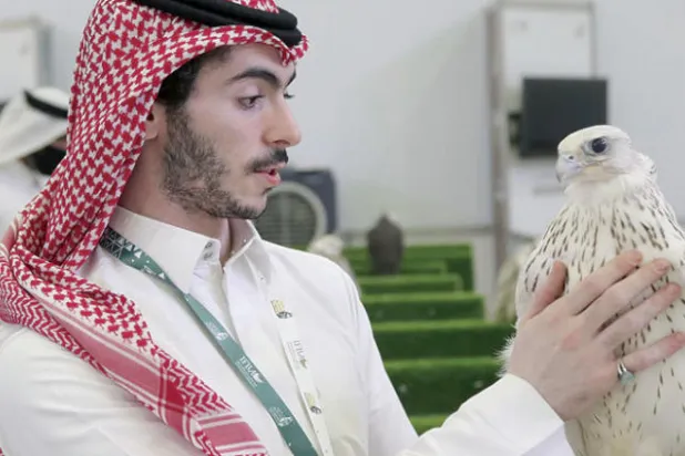 جانب من المزاد الذي أقامه «نادي الصقور السعودي»