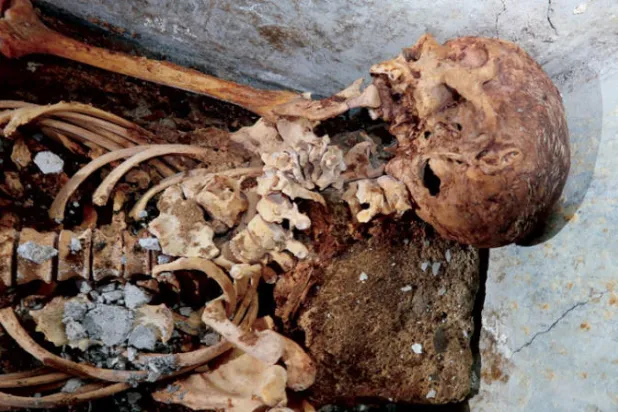 اكتشاف هيكل محنط بشعر أبيض في مقبرة رومانية لثري عمره 60 عاماً