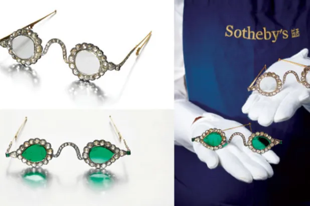 نظارات مغولية بعدسات من الزمرد والماس للمرة الأولى في مزاد
