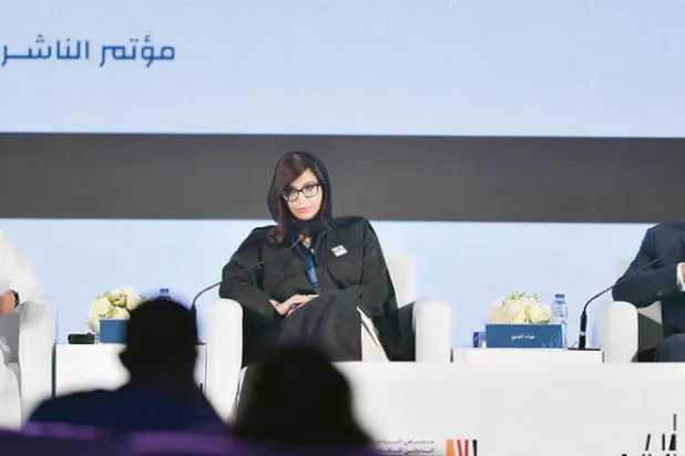 هيفاء الجديع تتحدث في لقاء عن مستقبل النشر بمعرض الكتاب (تصوير: بشير صالح)