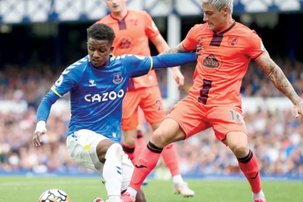 نوريتش تعاقد مع نورمان (يمين) للاستفادة من قوته البدنية الهائلة لكنه حالياً يقدم أداء باهتاً (رويترز)