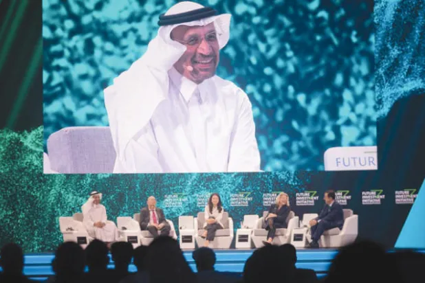 وزير الاستثمار السعودي لدى مشاركته بفعاليات مبادرة مستقبل الاستثمار في أول أيامها أمس (الشرق الأوسط)