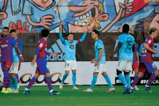 برشلونة يتقدم بثلاثية ثم ينهار ويخرج متعادلاً مع سلتا فيغو