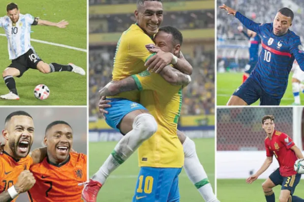 كيليان مبابي -  باو توريس - نيمار ورافينيا -  - ليونيل ميسي  (إ.ب.أ) -  ممفيس ديباي  وستيفن بيرجوين