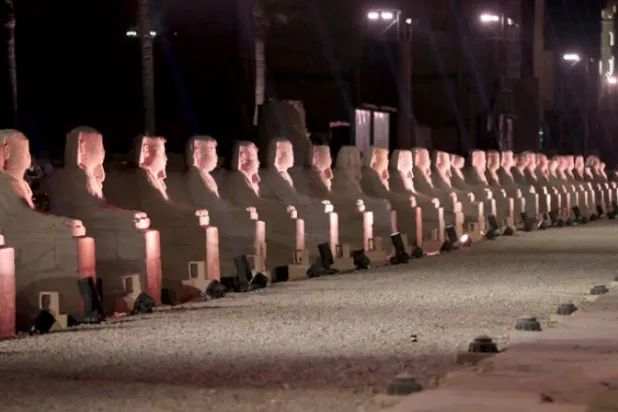 جانب من حفل افتتاح طريق الكباش بالأقصر (إ.ب.أ)