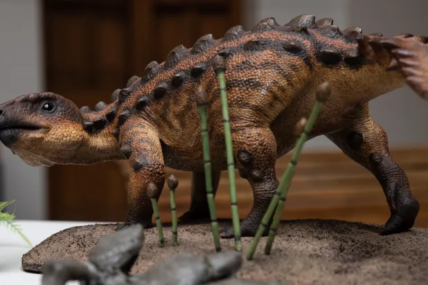 مجسم للديناصور «ستيغوروس» الذي تم التعرف عليه مؤخراً (رويترز)