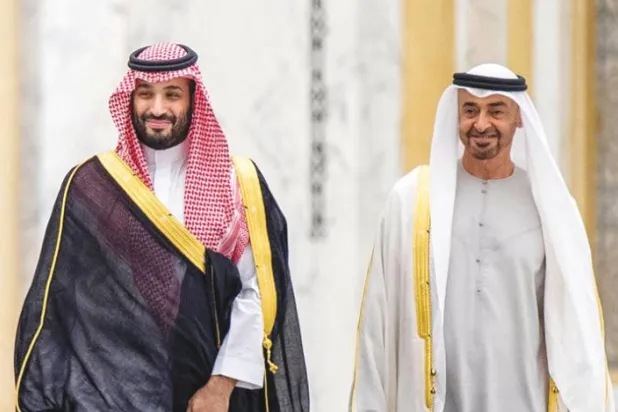 Saudi Crown Prince Mohammed bin Salman and Sheikh Mohammed bin Zayed in Abu Dhabi - Reuters