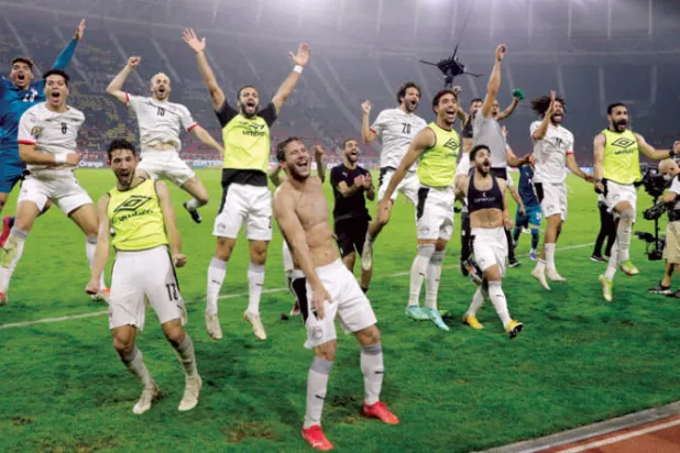 المنتخب المصري وفرحة التأهل لنهائي كأس الأمم الأفريقية (رويترز)