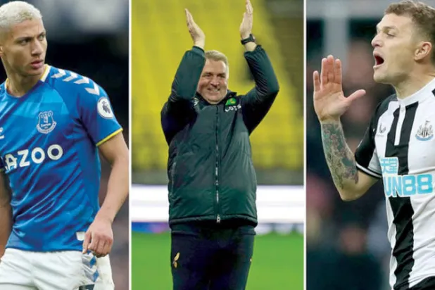 كيران تريبيير (نيوكاسل) - دين سميث (نوريتش سيتي)  -  وريشارليسون (إيفرتون) (غيتي)