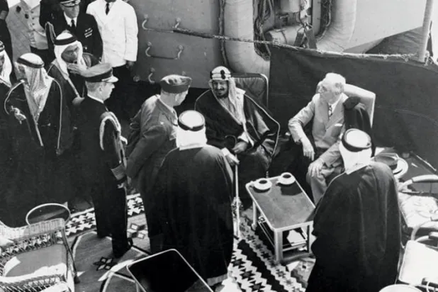 The Historic Meeting between Saudi King Abdulaziz, US President Roosevelt