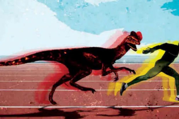 جامايكي يسبق ديناصوراً في سباق افتراضي