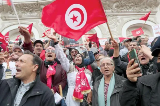 Demonstrations in support of President Saied in the center of the capital (EPA) 