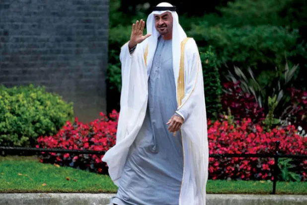 الشيخ محمد بن زايد خلال زيارة إلى لندن في عام 2021 (أ.ب)