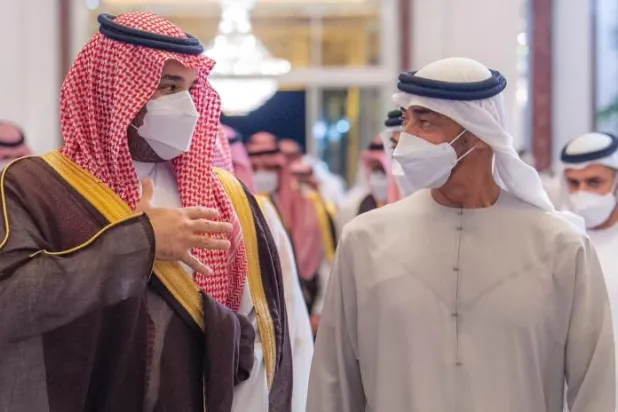 الأمير محمد بن سلمان ولي العهد السعودي مع الشيخ محمد بن زايد رئيس دولة الإمارات (واس)