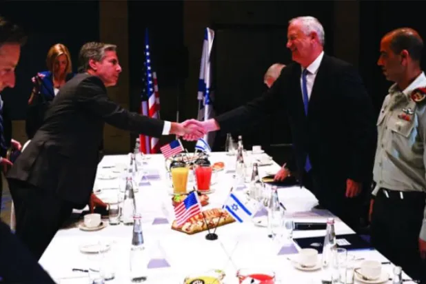 Gantz and Blinken during a meeting in Jerusalem last March (Reuters)

