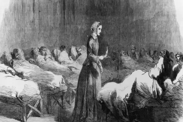 Florence Nightingale, Kırım Savaşı sırasında Üsküdar'daki bir askeri hastanede gece turunda, 24 Şubat 1855 (Getty Images)