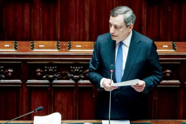 Draghi dün milletvekillerine hitaben yaptığı konuşmada Ukrayna savaşındaki gelişmeleri anlattı (DPA)