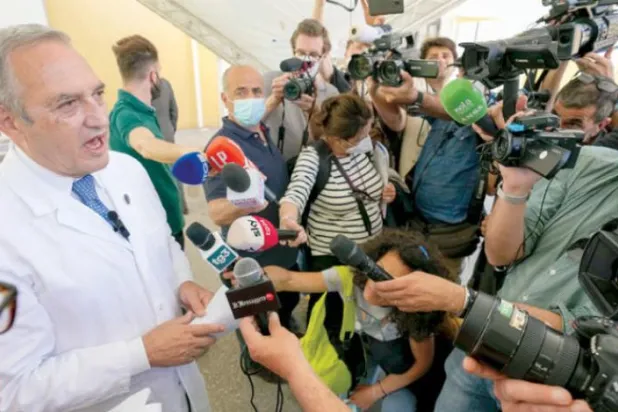 
کنفرانس مطبوعاتی در رم پس از ثبت اولین مورد ویروس آبله میمون (AP)