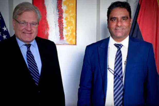 US Special Envoy and Ambassador to Libya Richard Norland with MP Abdul-Salam Nassiya in Tunis (US Embassy) 