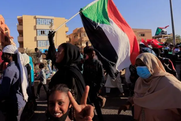 Protesters march during a rally against military rule following the military coup in Khartoum, Sudan. January 24, 2022. Reuters/Mohamed Nureldin Abdallah/File Photo