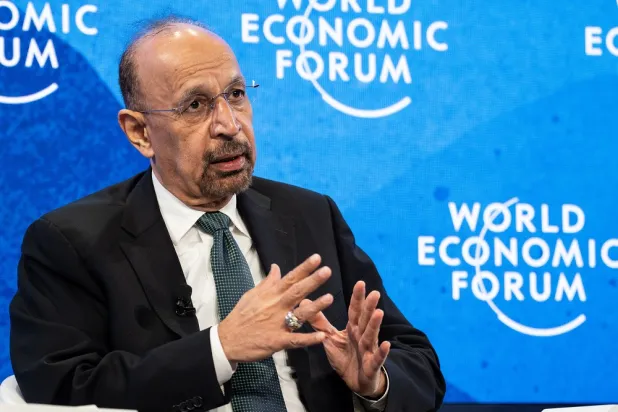 25 May 2022, Switzerland, Davos: Khalid al-Falih, Minister of Investment of Saudi Arabia, speaks during the "Saudi Arabia Outlook" session at the World Economic Forum Annual Meeting in Davos-Klosters. (World Economic Forum/dpa)