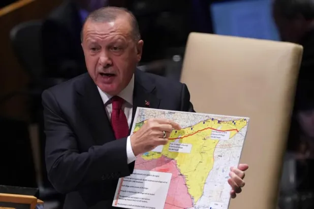  Turkey's President Recep Tayyip Erdogan at the UN Headquarters in New York on September 24, 2019. (AP) 