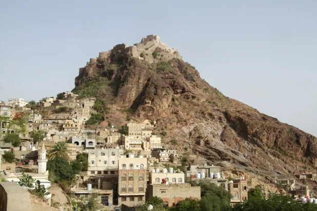 A general view of the Al-Qahira citadel overlooking parts of Taiz, Yemen May 24, 2022. Picture taken May 24, 2022. (Reuters)