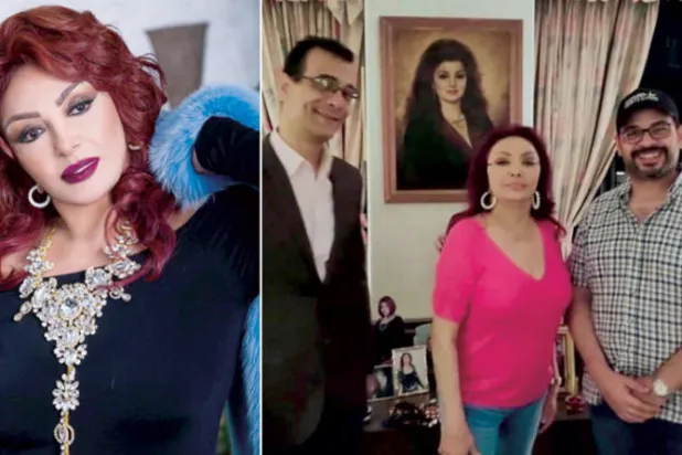 نبيلة عبيد تتوسط الإعلامي محمد عبد العزيز والمخرج محمد تركي  -  الفنانة المصرية نبيلة عبيد