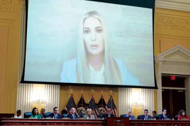 مستشارة البيت الأبيض ابنة الرئيس إيفانكا ترمب خلال مقابلة مع لجنة 6 يناير تعرض أمام اللجنة (أ.ب)