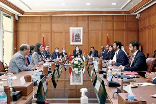جانب من الاجتماعات الإماراتية المغربية التي عُقدت أمس (وام)