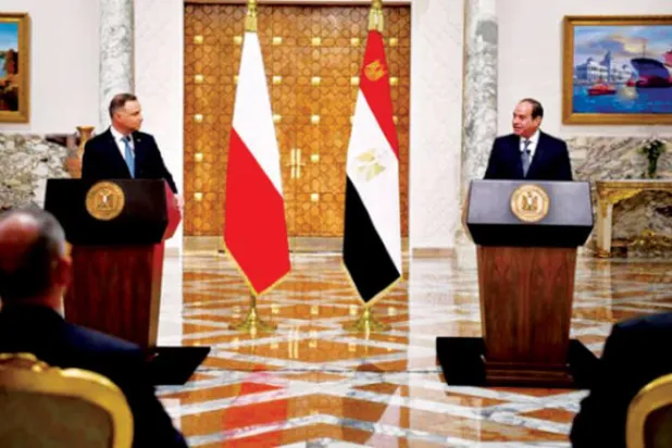 الرئيس المصري عبد الفتاح السيسي ونظيره البولندي أندريه دودا في القاهرة أواخر الشهر الماضي (الرئاسة المصرية)
