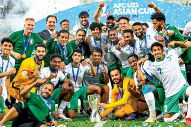 سبزهای زیر ۲۳ سال سعودی اولین قهرمانی آسیایی خود را با شکست ازبکستان به دست آوردند (سایت تیم ملی سعودی)
