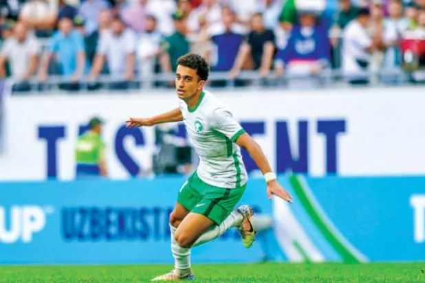 
شادی الغامدی پس از زدن گل اول در فینال آسیا (سایت تیم ملی سعودی)