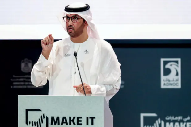 الجابر أثناء إلقائه كلمة خلال منتدى «صنع في الإمارات» الذي انطلق أمس (وام)