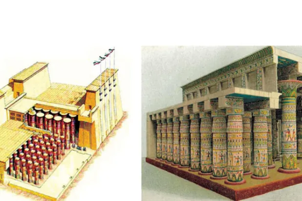 محاكاة قاعة الأعمدة بمعبد آمون في الاقصر (مجلة العمارة والتخطيط)