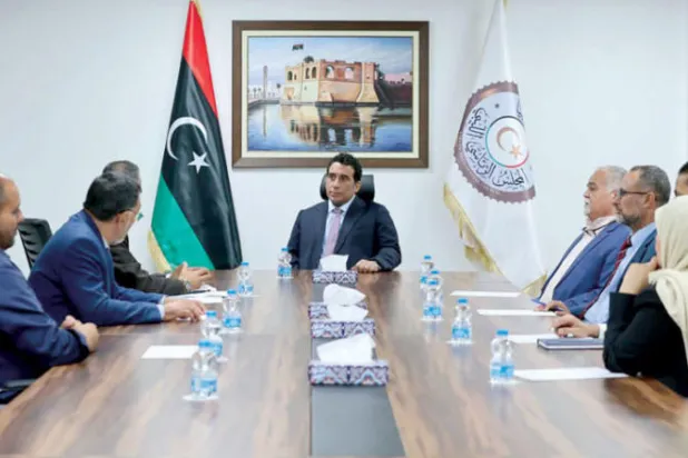 رئيس المجلس الرئاسي الليبي محمد المنفي يلتقي أعضاء «تنسيقية مرشحي نواب 2022» (المجلس الرئاسي)