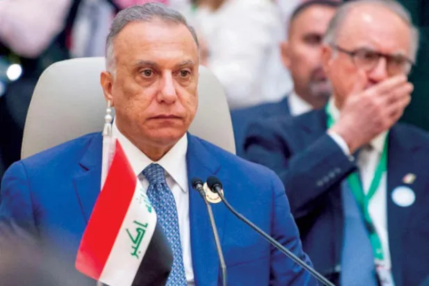 الكاظمي في  قمة الأمن والتنمية في جدة أمس (د.ب.أ)