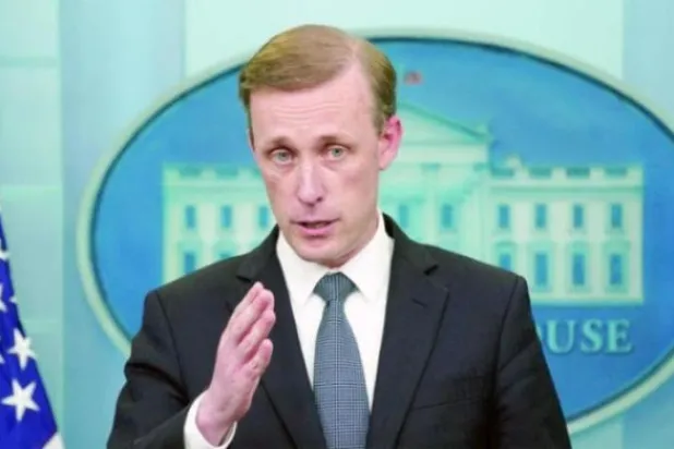 جیک سلیوان 11 جولائی کو وائٹ ہاؤس میں صحافیوں سے گفتگو کرتے ہوئے۔  (رائٹرز)