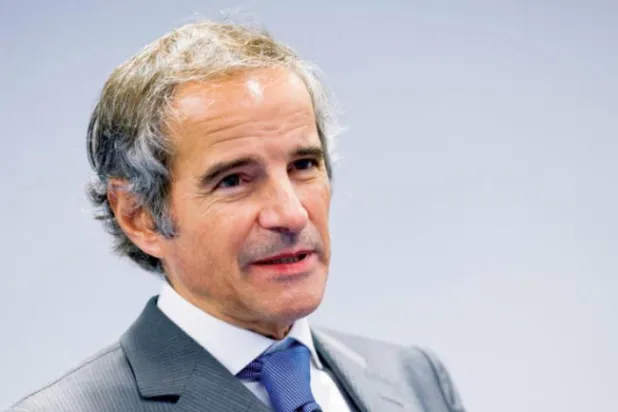 گروسی در کنفرانس مطبوعاتی ماه گذشته در وین درباره نقش دوربین های مداربسته در نظارت بر فعالیت های ایران توضیح داد (رویترز)
