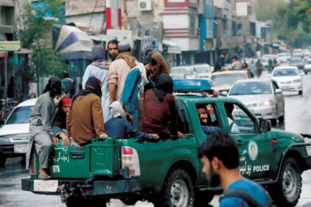 Taliban members are seen in Kabul after the drone strike that killed Zawahiri. (Reuters)
