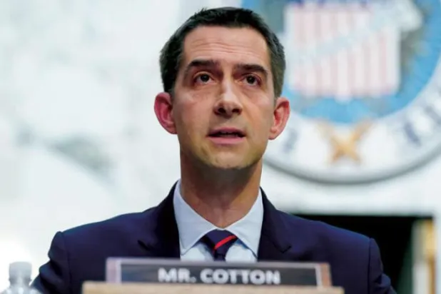 Republican Senator Tom Cotton during a senate session in March 2022. (AP) 