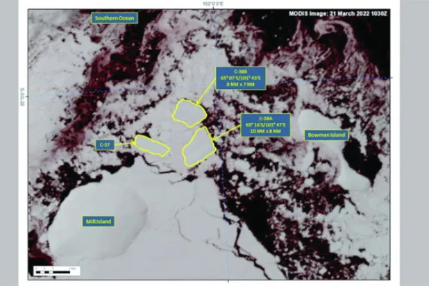 صورة وزّعتها وكالة «ناسا» في مارس من العام الحالي للجروف الجليدية بالقارة القطبية الجنوبية (رويترز)