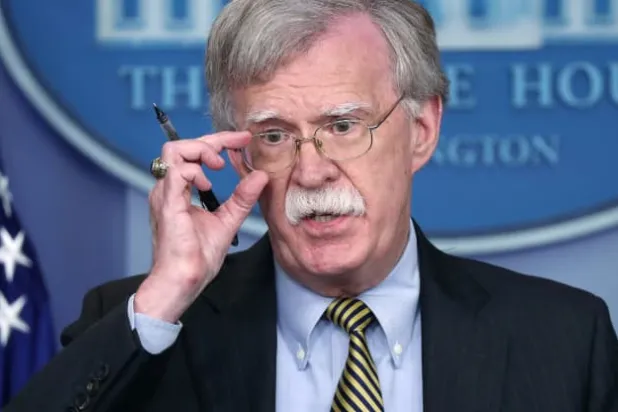  National Security Advisor John Bolton answers questions from reporters as he announces that the US will withdraw from a treaty with Iran during a news conference in the White House briefing room in Washington, October 3, 2018. (Jonathan Ernst – Reuters)
