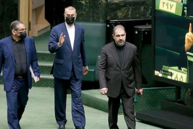  Foreign Minister Hossein Amir-Abdollahian and Secretary of Iran's Supreme National Security Council Ali Shamkhani arrive at parliament (TASNIM)

