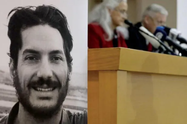 
والدین آستین تایس روزنامه‌نگار آمریکایی در یک کنفرانس مطبوعاتی در بیروت ۴ دسامبر 2018 (AFP)
