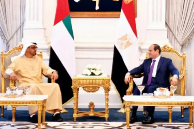 The Egyptian President and his Emirati counterpart in New Alamein on Sunday (Egyptian Presidency)