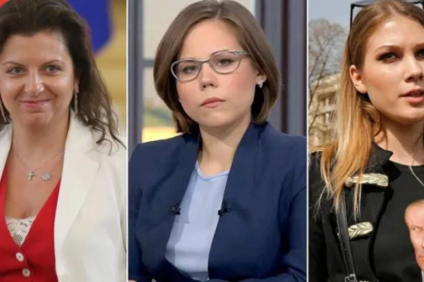 Dariya Dugina (ortada), aktivist Maria Katasonova (sağda) ve RT Genel Yayın Yönetmeni Margarita Simonyan (solda) (CNN)