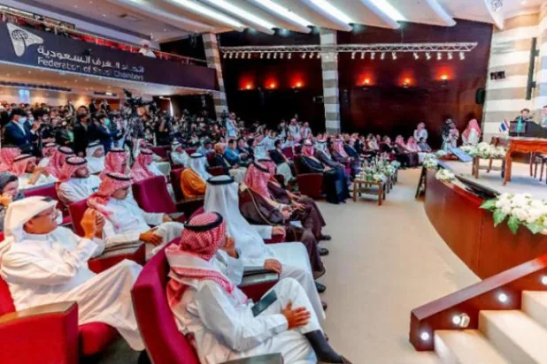 Gatherers at the Saudi-Thai Business Forum at the Federation of Saudi Chambers in Riyadh. (Asharq Al-Awsat) 